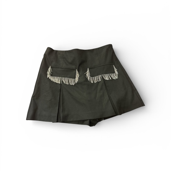 Zara Pants - Zara Women’s Black Skort with Fringe Detail Size Small